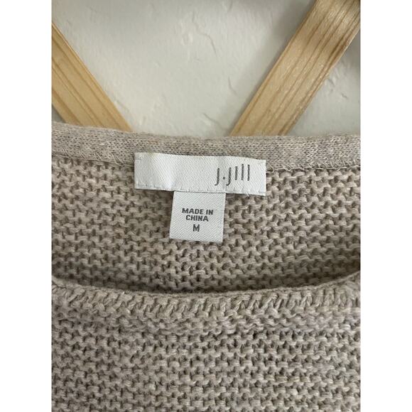 J. Jill Sweater Women's Medium Beige Knit Tunic Long Wool Silk Blend 3/4 Sleeves - Picture 4 of 8